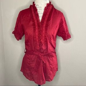 Charlotte Russe Red Ruffle Blouse Size Large NWT